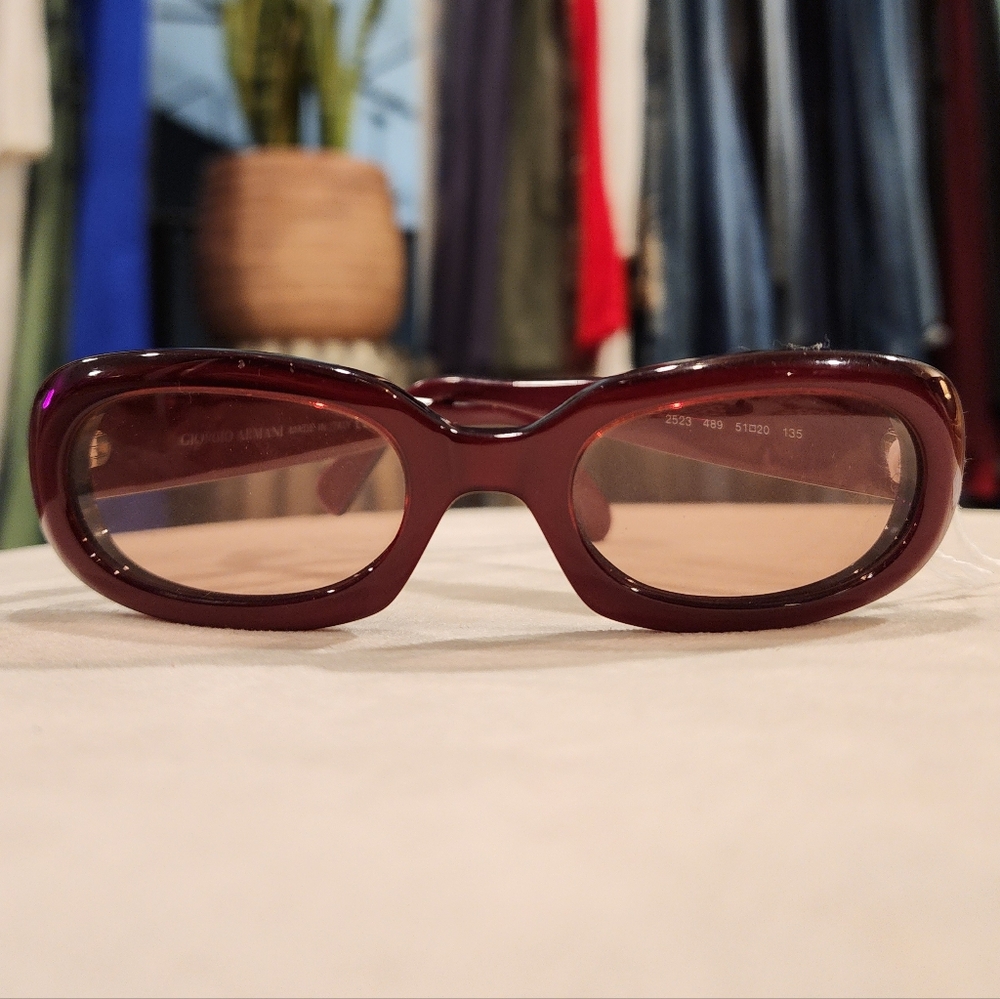 Vintage Giorgio Armani Purple Sunglasses 90's With New Gucci Case
